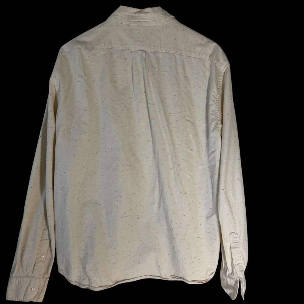 J.Crew Slim Fit Speckled‎ Neps Button Down Shirt Mens XXL Cream Long Sleeve